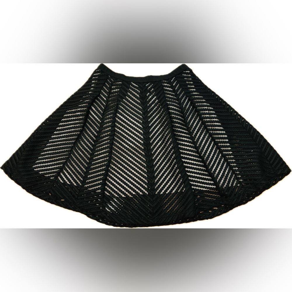 Catherine Malandrino Black Crochet-like Skirt with Blush Underlay